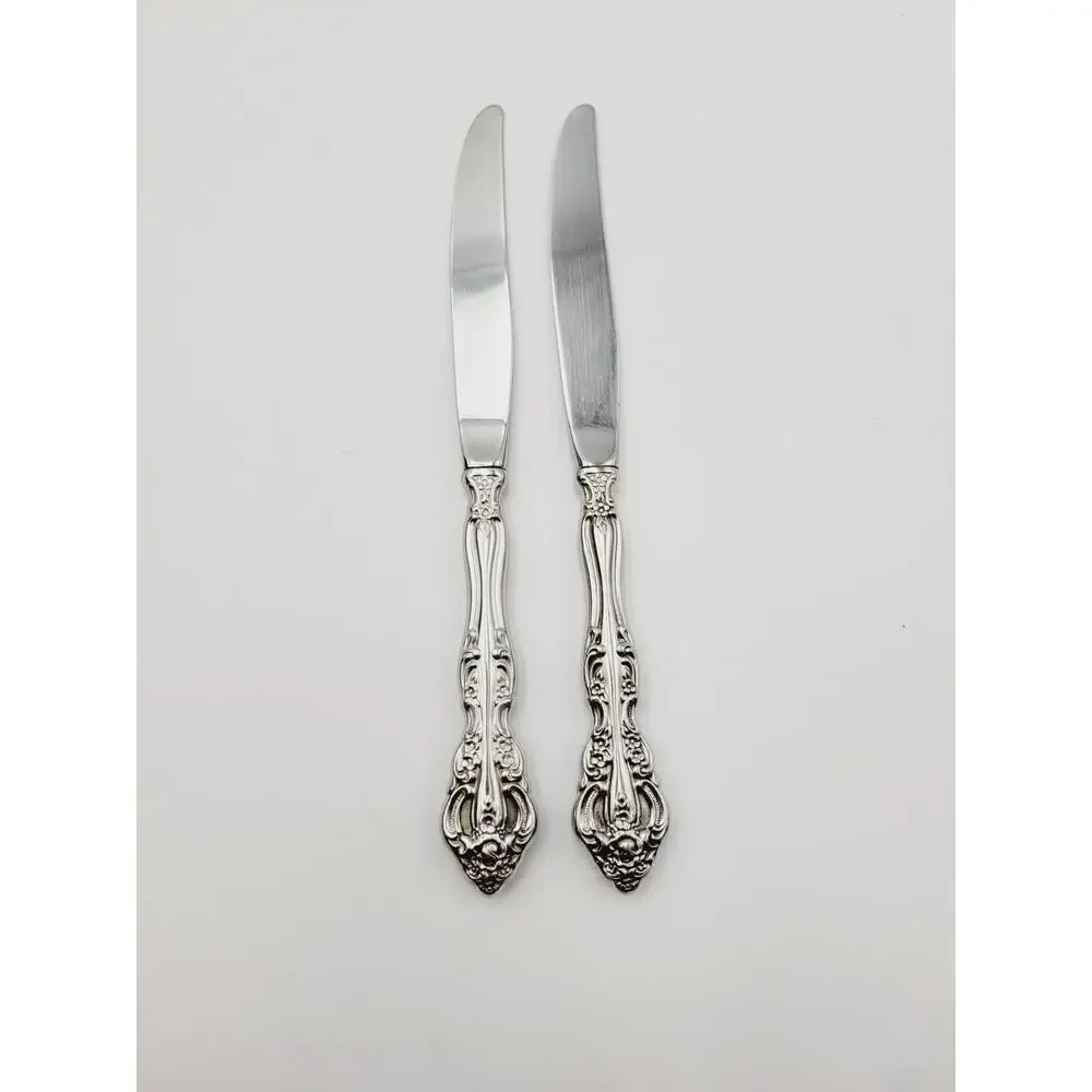 Oneida MICHELANGELO CUBE Heirloom Stainless Flatware Dinner Knives Set of 2